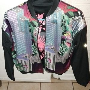 NIKE CITY PRINT running JACKET SIZE M BLACK REVERSIBLE